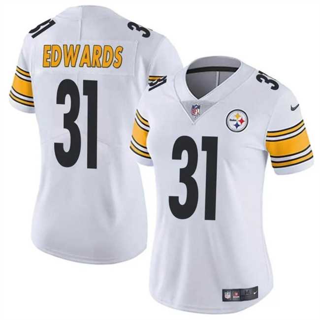 Womens Pittsburgh Steelers #31 Daijun Edwards White Vapor Football Stitched Jersey Dzhi